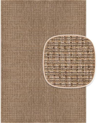 Beverly Rug Easy Jute Natural Rug 8x10 Solid Washable Durable Outdoor Indoor ...