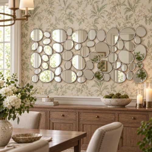 Silver Wall Mirrors Decorative - 51"x23" Large Modern Wall Mirror f...