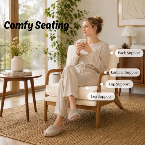 Karl home Mid-Century Modern Accent Reading Chair, Beige