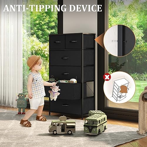 Tall Dresser for Bedroom, Fabric Storage Tower with 6 Drawers