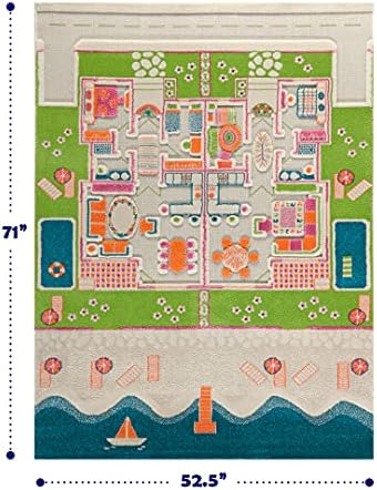 IVI 3D Play Carpet 71 x 52.5 Inch Educational Beach House Soft and Cozy Floor...