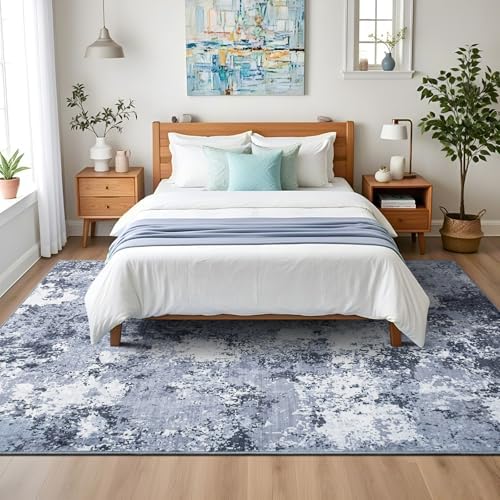 Modern Abstract 4x6 Rug, Soft Washable Area Rug for Bedroom, Non Slip Thin Fo...