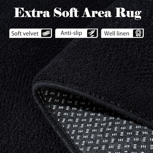Large Area Rugs for Living Room Bedroom 8x10 Black Rug Ultra Soft