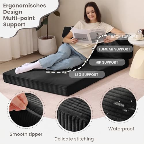 JUIKURY Folding Sofa Bed, Convertible Sleeper Chair with Pilow Foldable Matre...