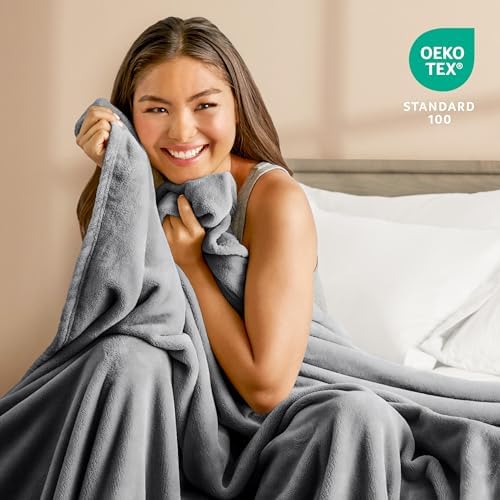 Bare Home Fleece Blanket Luxury Microplush (Twin/Twin XL, Grey)