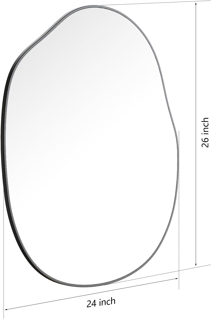 Black Irregular Mirror for Bathroom Asymmetrical Wood Vanity Mirror 24"x...