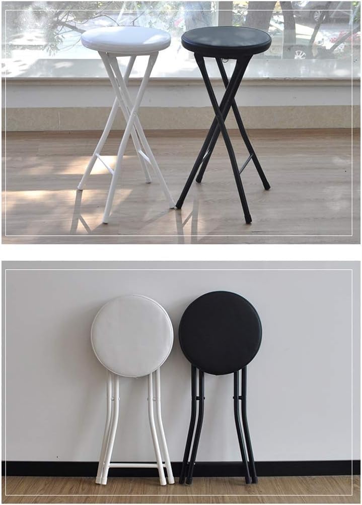 Padded Folding High Chair for Kitchen Bar Stool Compact Furniture Round Desig...