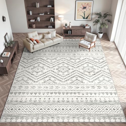Miukiki 8x10 Area Rug for Living Room, Washable Soft Non Slip Rug Grey