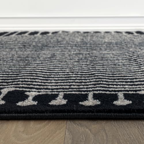 Rugshop Contemporary Bohemian Stripe Area Rug 7'10" x 10' Black