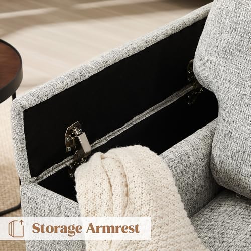 Accent Chair with Armrest Storage, Modern Upholstered Reading Living Room Cha...