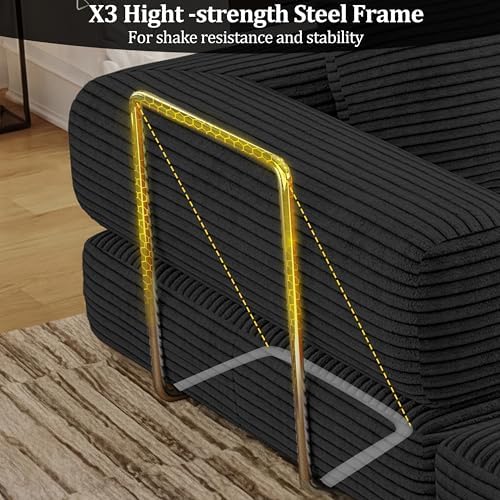 BSHOMGI Convertible Futon Sofa Bed, Boneless Couch for Living Room,Modular Fu...