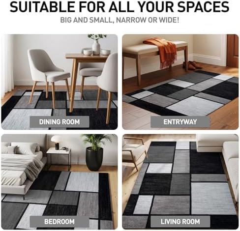 Rugshop Modern Boxes Contemporary Non-Shedding Area Rug Gray 7'10" x...