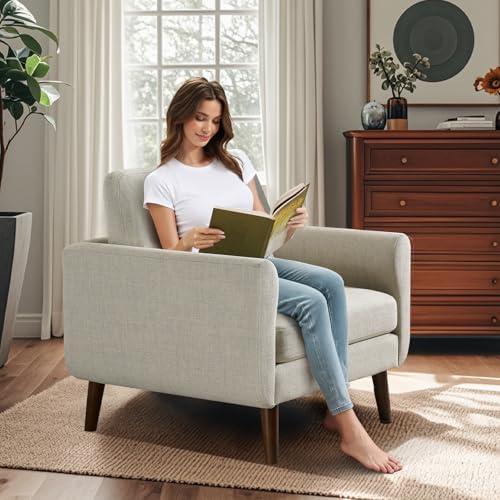 ELUCHANG Accent Chair Set of 1, Oversized Mid Century Modern Arm Chair, Soft ...