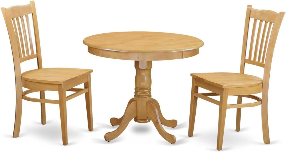 East West Furniture ANGR3-OAK-W 3 Piece Kitchen Table & Chairs Set Contai...