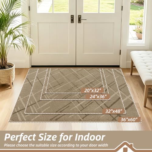 BEQHAUSE Door Mat 32" x 48", Non Slip Entryway Rugs Washable, Beige