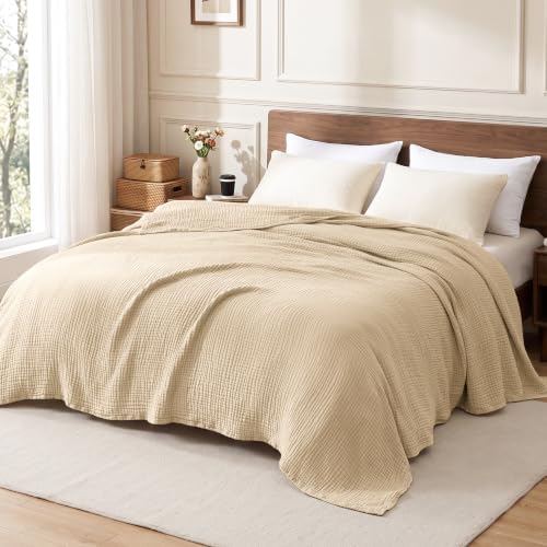 Love's cabin 100% Cotton Muslin Blanket, 6 Layer Lightweight Breathable G...