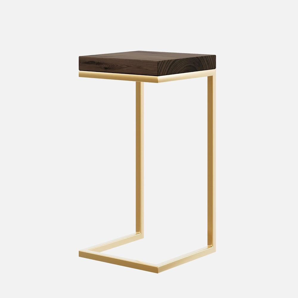 Urbandi C Shape Rustic Side Table for Living Room Couch Tray, Nightstand for ...