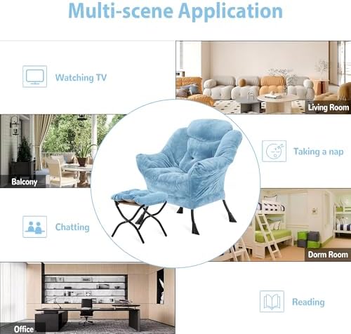 Youtanic Lazy Chair with Folding Ottoman, Accent Chair Plush Upholstered with...