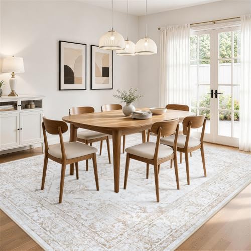 8x10 Area Rugs for Living Room Washable Non-Slip Rug Beige