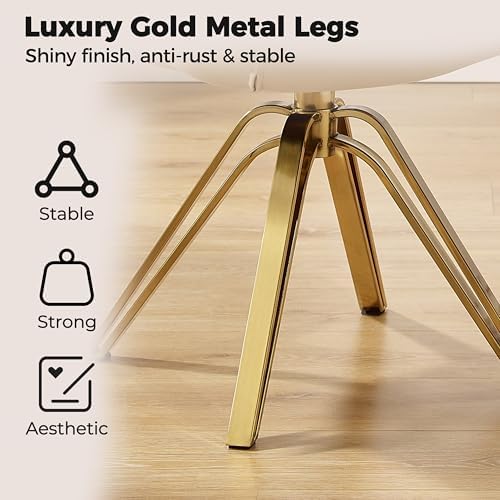 Zouron Mid Century Modern Swivel Accent Chair with Gold Metal Legs, Upholster...