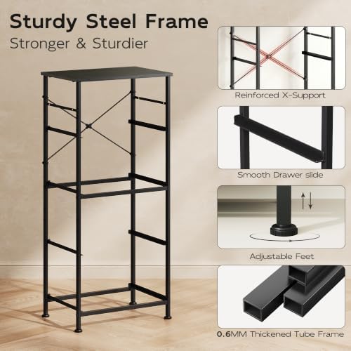 WLIVE Small Dresser Nightstand for Bedroom, 4 Drawers, Charcoal Black