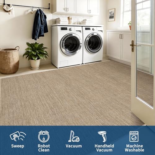 GarveeHome 5x7 Washable Area Rug for Bedroom Non Slip Easy Jute Rugs