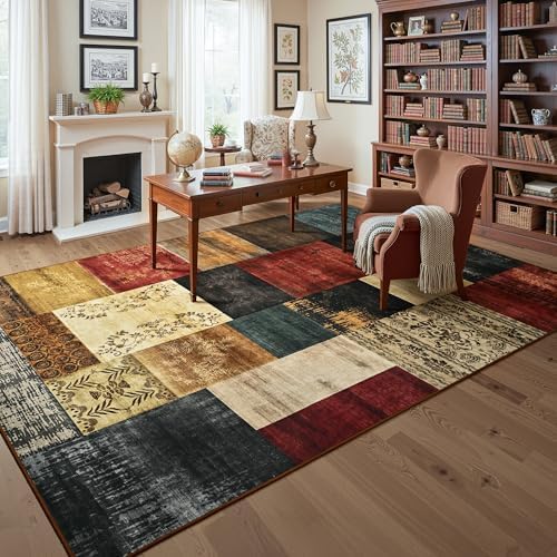 Tepook 8x10 Area Rugs for Living Room, Washable Large Geometric Bedroom Rug