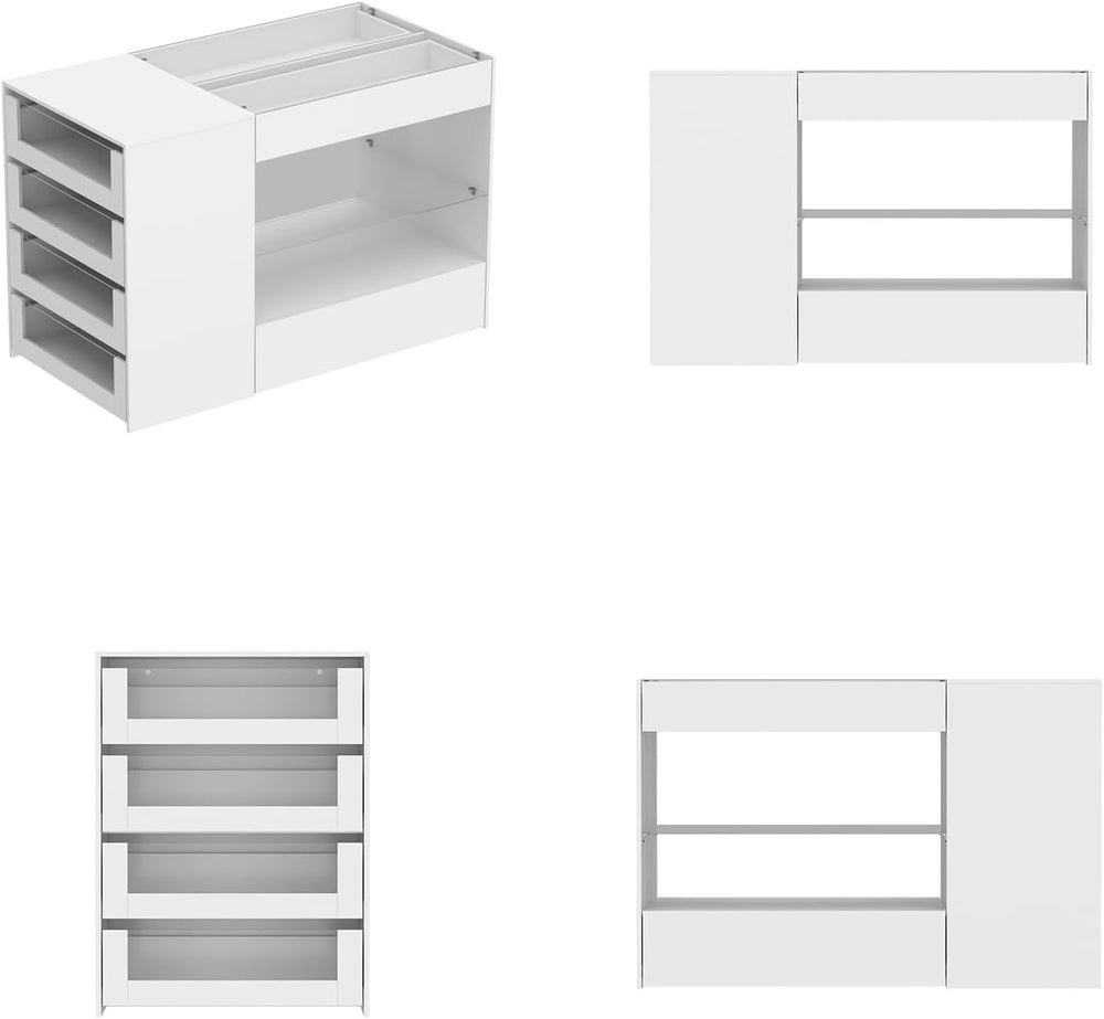 Glass Display Cabinet Closet Island, Glass Top Storage Cabinet for Retail, Co...