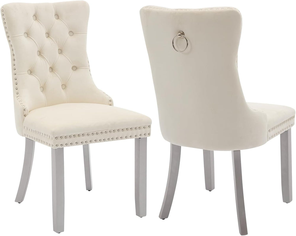 Velvet Dining Chairs Set of 2, Kitchen & Dining Room Chairs, Upholstered ...