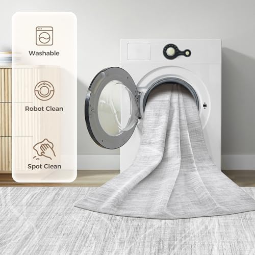 WITSHOCK 10x12 Area Rug Washable Modern Rugs for Living Room, Light Grey