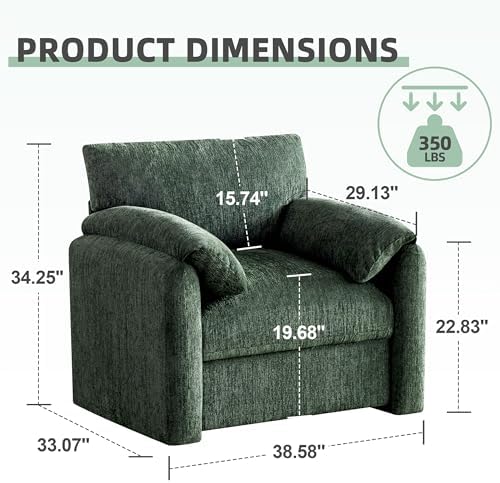 Howjoe Accent Chair for Living Room, Oversized Reading Armchair, Green