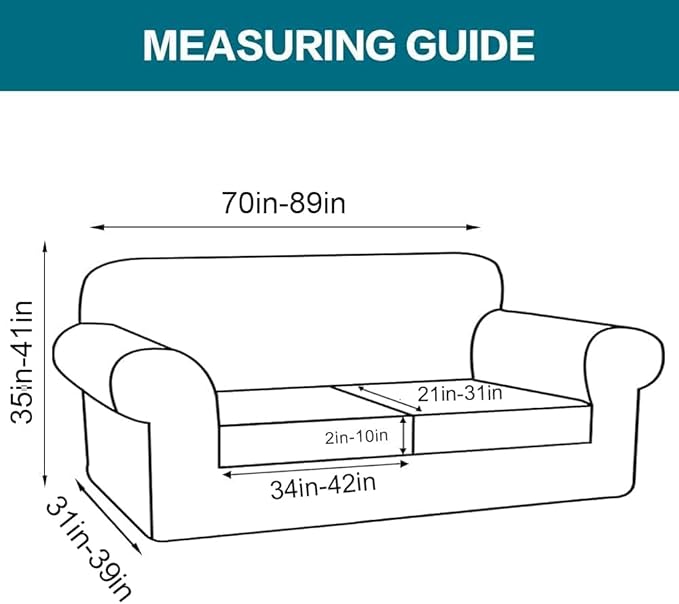 Turquoize 3 Piece Sofa Covers for 2 Cushion Couch Sofa Slipcover Soft Couch