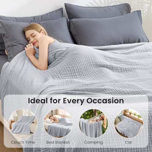 Love's cabin 100% Cotton Muslin Blanket, 6 Layer Lightweight Breathable G...