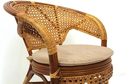 Pelangi Handmade Rattan Dining Wicker Chair Colonial Color w/Cream Cushion