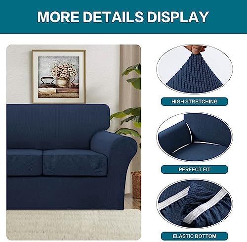 Turquoize 4 Piece Sofa Covers for 3 Cushion Couch Sofa Slipcover Soft Couch C...