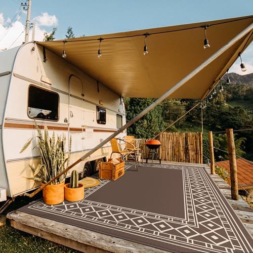 GENIMO Outdoor Rug, Waterproof Plastic Rugs 10'x14' for Camping Coffee