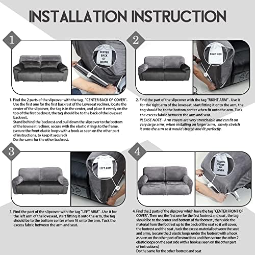 ULTICOR Extra Wide 75-100" 2 Seater Reclining Sofa Slipcover, Velvet Str...