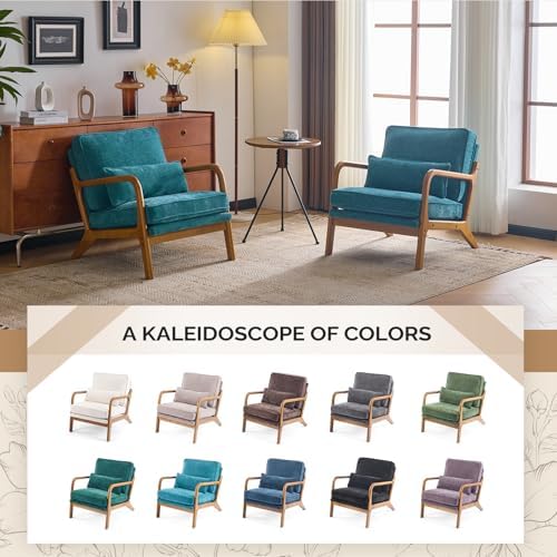 VINGLI Chenille Mid-Century Modern Accent Chair, Cute Reading Arm Chair with ...