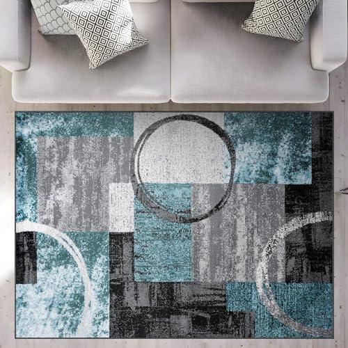 Rugshop Circle Modern Non-Shedding Living Room Area Rug Gray 5'3" x ...