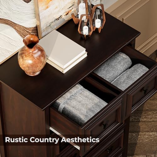 VVFLU Farmhouse 6 Drawer Dresser, 48" Tall Dresser Chest of Drawers with...
