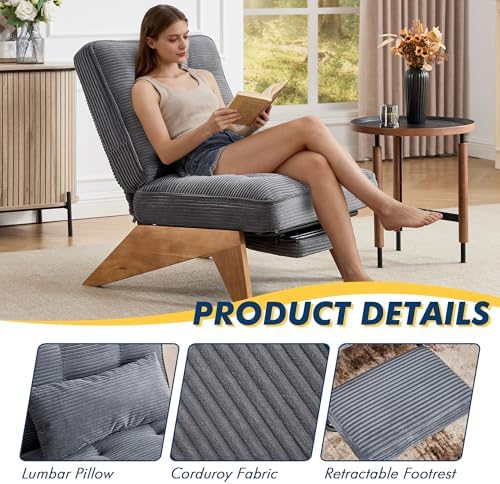 Accent Chair with Ottoman for Reading Room (Grey)