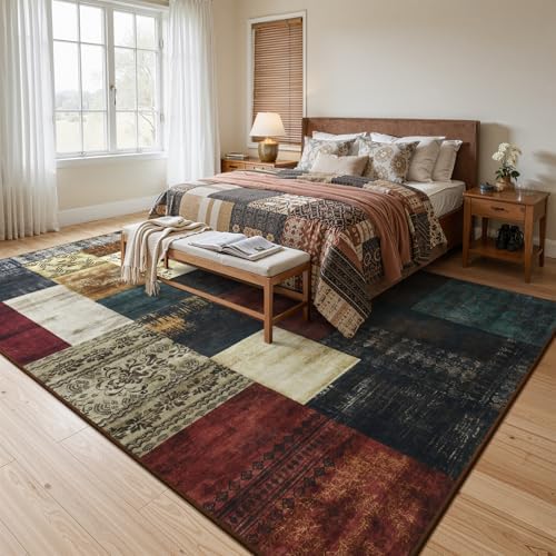 DweIke Washable Area Rugs 8x10 for Living Room, Large Modern Geometric Colorf...