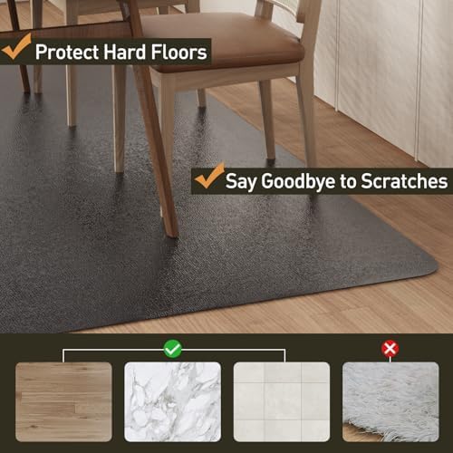 Area Floor Mat for Home, 5'×7' Large Black Waterproof Vinyl Area Rug