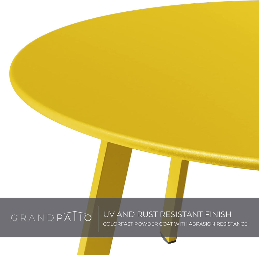 Grand Patio Round Steel Patio Coffee Table, Weather Resistant Outdoor Large S...