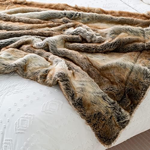 BATTILO Luxury Brown Faux Fur Throw Blanket for Couch,50"x60", Shaggy
