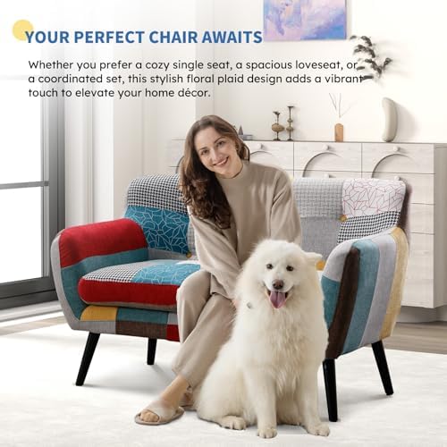 Bonzy Home Modern Colorful 3 Piece Coroful Fabric Sofa Set, Included Accent C...