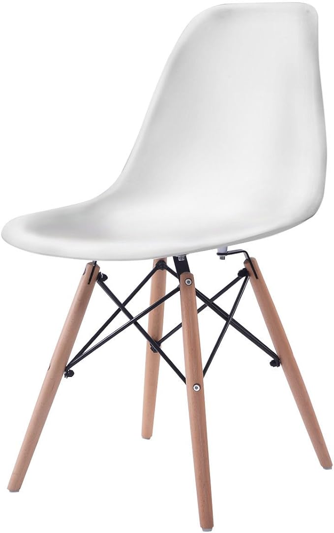 COSTWAY Dinning Chair Set of 4, Mid Century Modern Eiffel DSW Style Shell Mol...