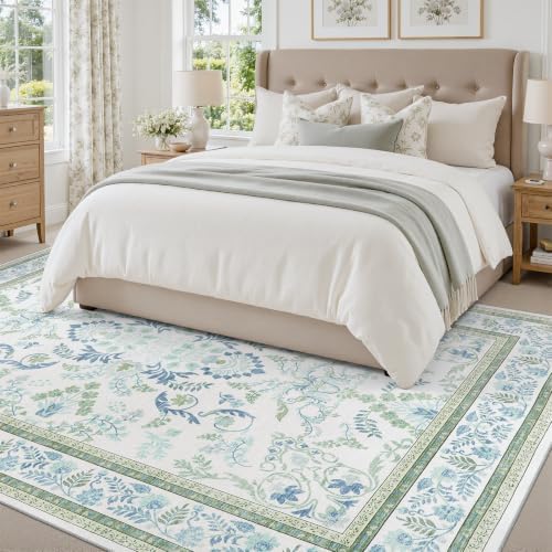 DCX Blue and Green Washable 9x12 Area Rug