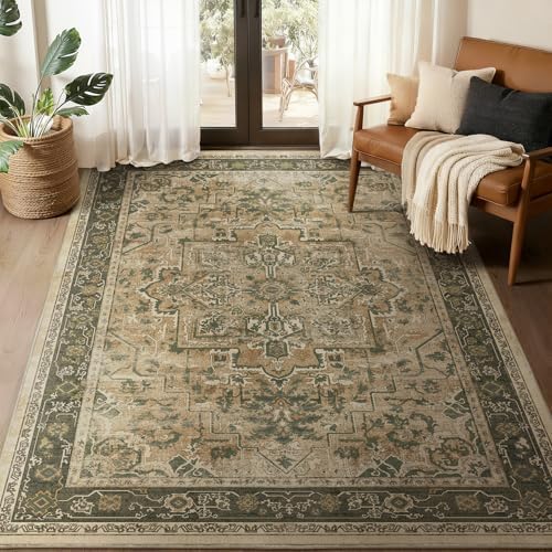 Vintage Distressed 5x7 Area Rugs for Living Room Bedroom Non Slip Washable, M...