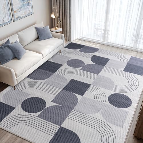 Soft Modern Geometric Abstract Large Machine Washable 5x7 Area Rug
